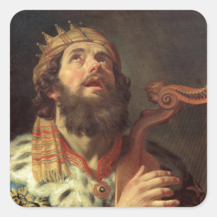 Sticker Carré Le roi David Jouer de la harpe