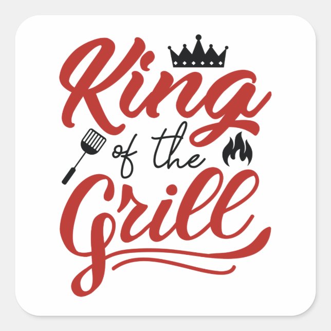 Sticker Carré Le Roi Du Grill (Devant)