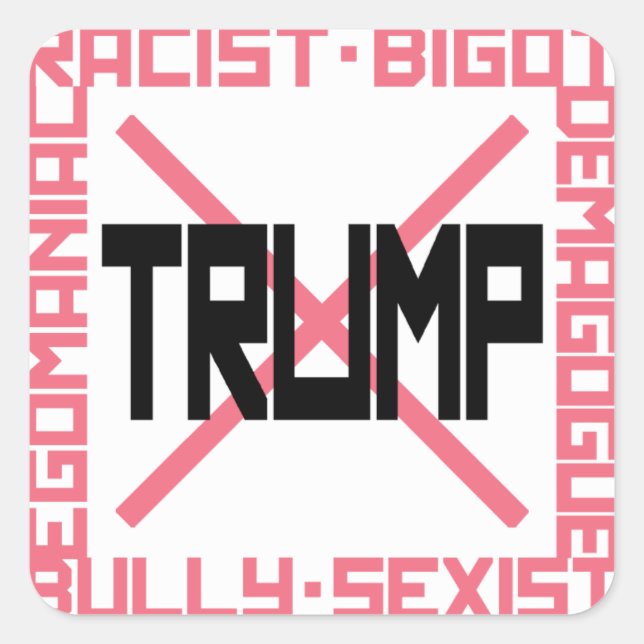 Sticker Carré Le rose anti-Trump (Devant)