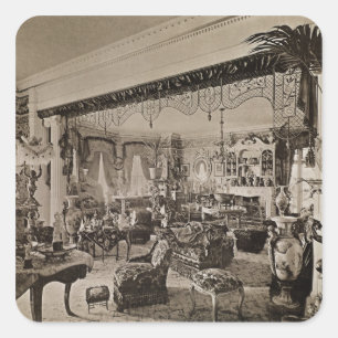 Sticker Carré Le salon, Wickham Hall, Kent, 1897