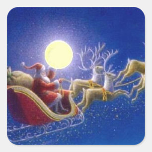 Sticker Carré Le Sleigh de père Noël