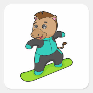 Sticker Carré Le snowboarder de Horse