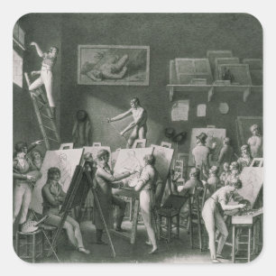 Sticker Carré Le studio de Jacques Louis David