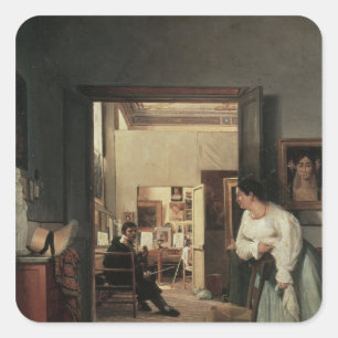 Sticker Carré Le Studio des Ingres à Rome, 1818