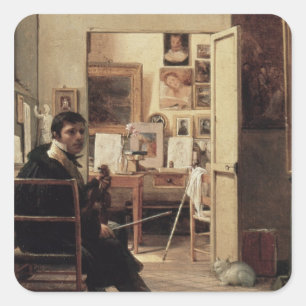 Sticker Carré Le studio d'Ingres à Rome, 1818