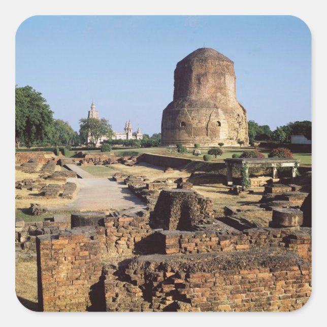 Sticker Carré Le stupa de Dhamekh, c.500 ap. (Devant)