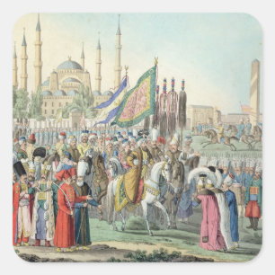 Sticker Carré Le sultan turc passant en revue ses Janissaries