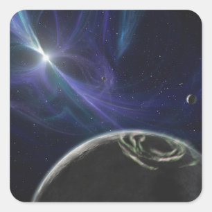 Sticker Carré Le système de planète de pulsar