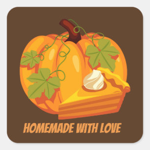 Sticker Carré Le tarte de citrouille de thanksgiving ajoutent le