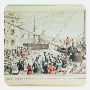 Sticker Carré Le thé de Boston, 1846