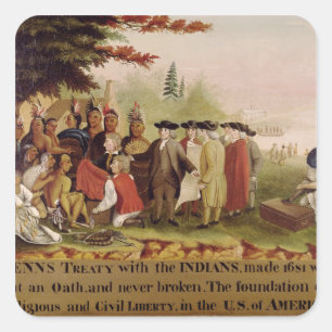 Sticker Carré Le Traité de Penn avec les Indiens en 1682, c.184