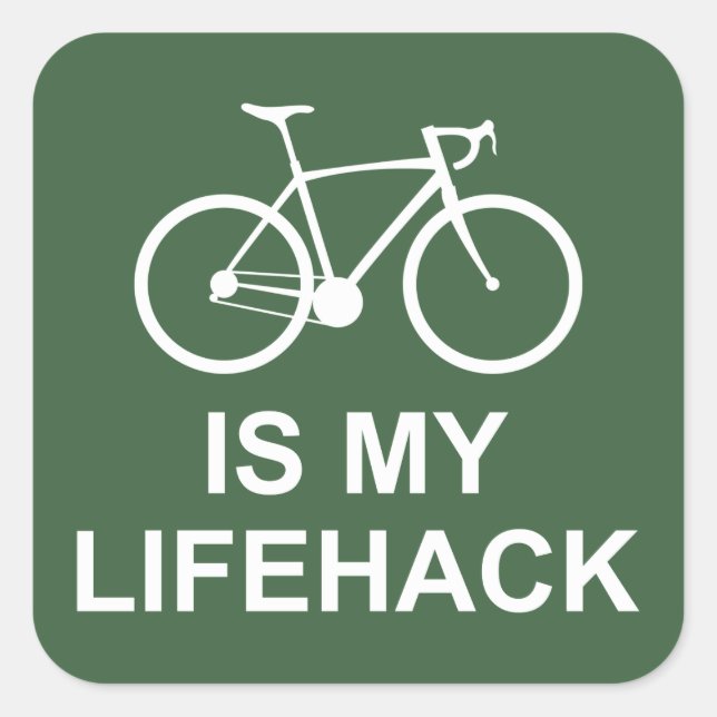 Sticker Carré Le Vélo Est Mon Lifehack (Devant)