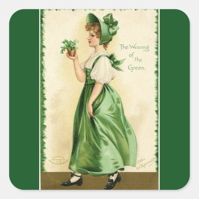 Sticker Carré Le Vêtement Vert (Devant)