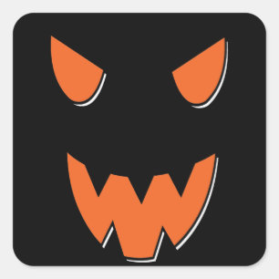 Sticker Carré Le visage effrayant sur le Citrouille d'Halloween