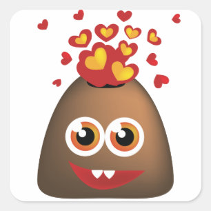 Sticker Carré Le volcan mignon Love