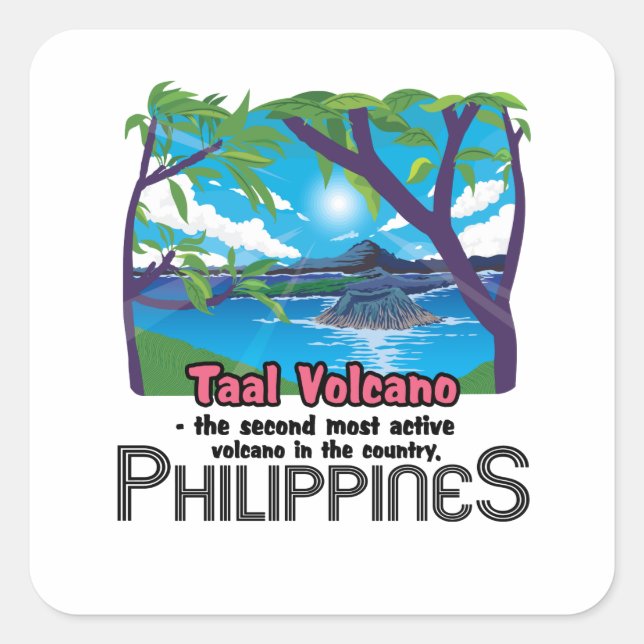 Sticker Carré Le volcan Taal (Devant)