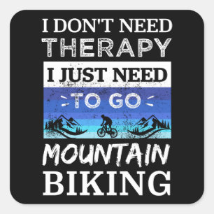 Sticker Carré Le VTT est ma thérapie - Cadeau MTB