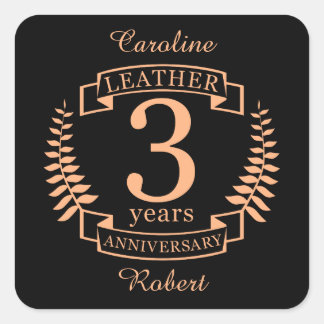 Sticker Carré Leather 3 ans mariage anniversaire