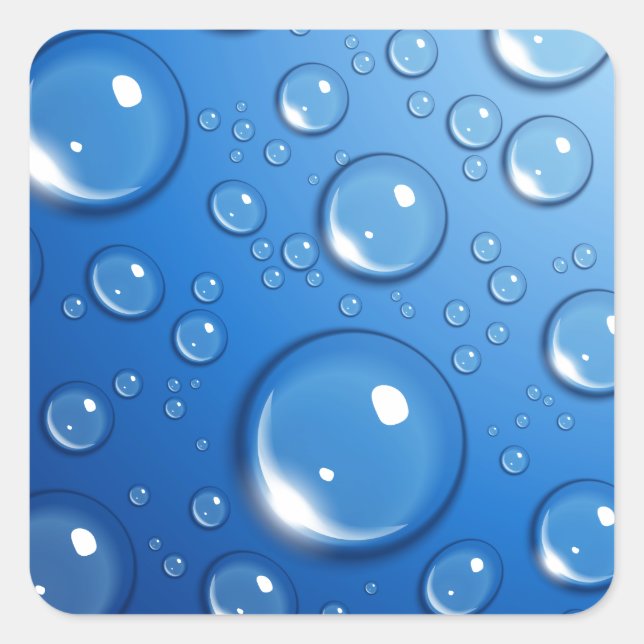 Sticker Carré L'eau tombe sur le bleu (Devant)