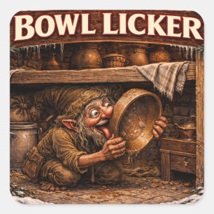 Sticker Carré Lècheur de bol lutin de Noël islandais
