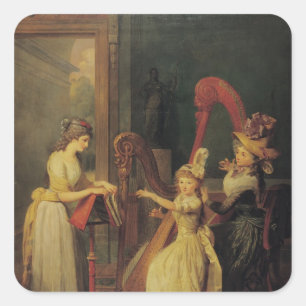 Sticker Carré Leçon d'harpe donnée par Madame de Genlis