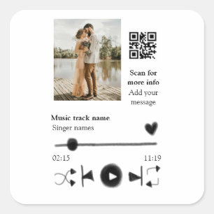 Sticker Carré Lecteur de musique couple personnalisé code q r te