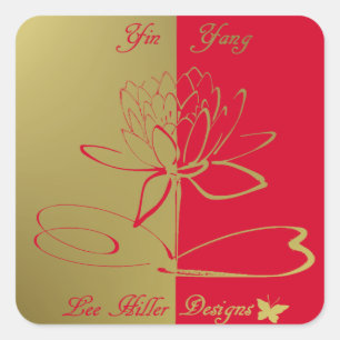 Sticker Carré Lee Hiller Conçoit Logo Accents Gold Red