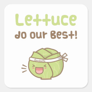 Sticker Carré Légume mignon Kawaii Faisons de notre mieux Humour