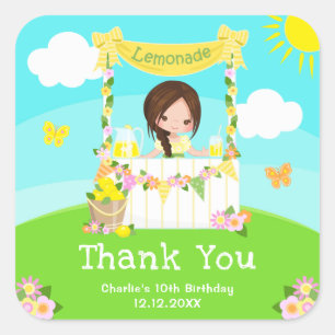 Sticker Carré Lemonade Brown coiffeuse Anniversaire Merci