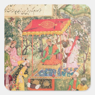Sticker Carré L'empereur Babur de nabab reçoit les représentan