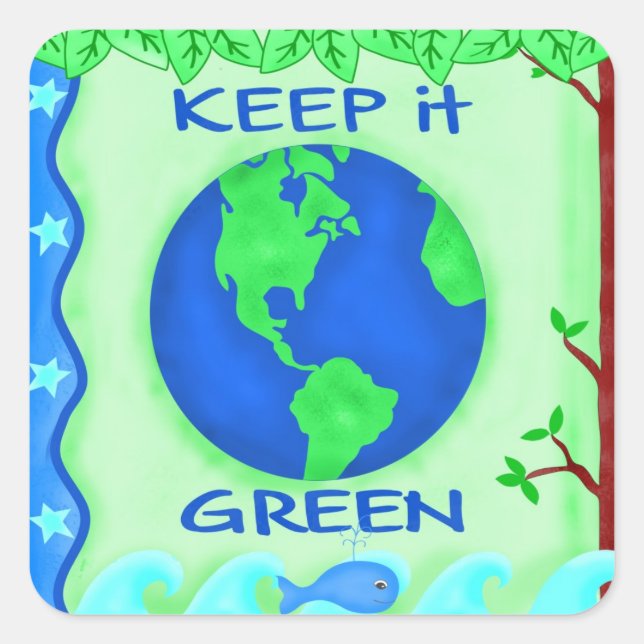 Sticker Carré L'environnement de la Terre Conserver Il Planète V (Devant)