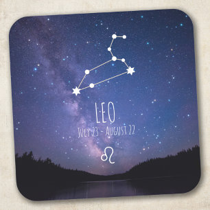 Sticker Carré Leo   Constellation Zodiaque personnalisée
