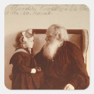 Sticker Carré Leon Tolstoï avec sa petite-fille Tatiana