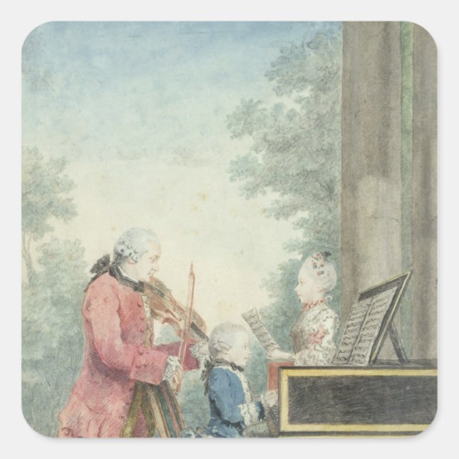 Sticker Carré Leopold Mozart et ses enfants Wolfgang (Devant)