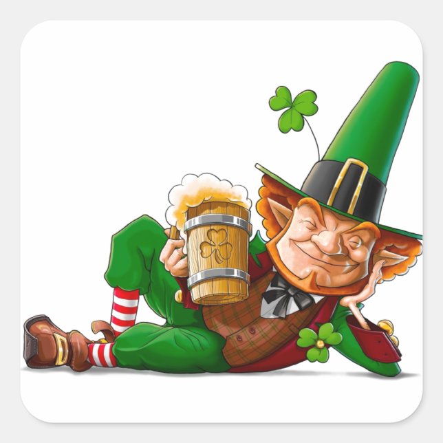Sticker Carré Leprechaun Cheer (Devant)