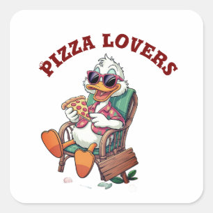 Sticker Carré Les amateurs de pizzas