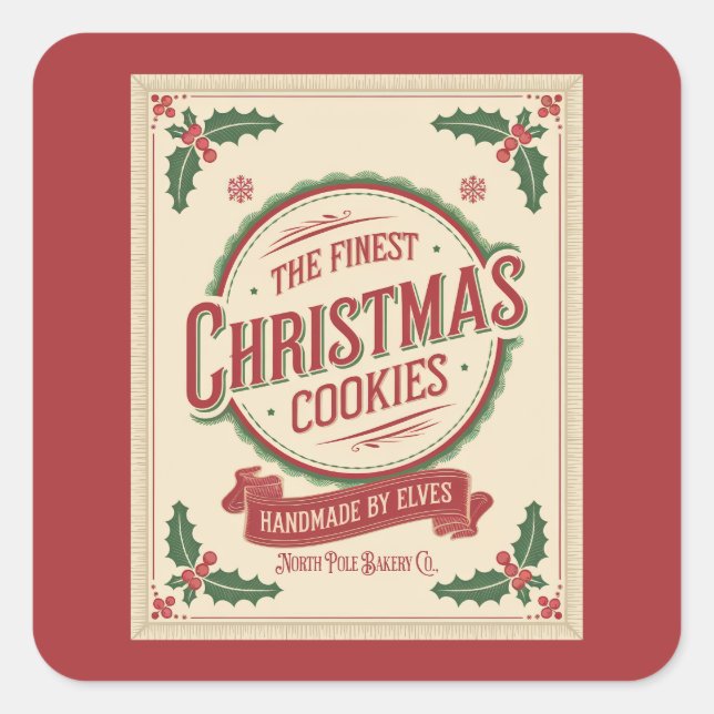 Sticker Carré Les biscuits de Noël festifs soi-même fabriqués (Devant)