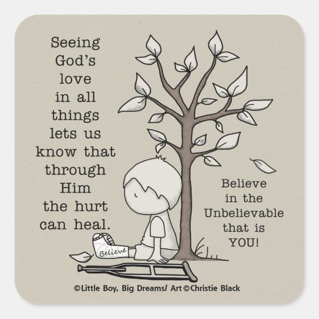 Sticker Carré Les blessures peuvent guérir (Devant)