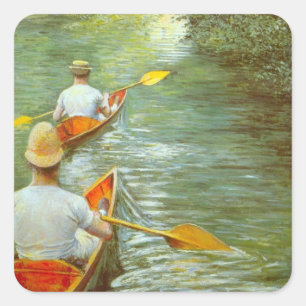 Sticker Carré Les Canots, Perissoires de Gustave Caillebotte