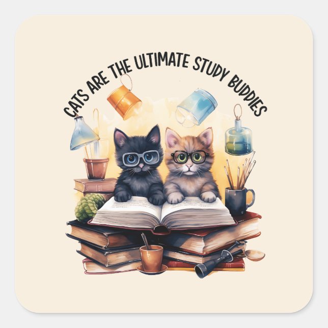 Sticker Carré Les Chats Sont Les Derniers Étudiants (Devant)