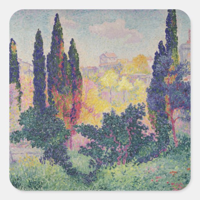 Sticker Carré Les Cyprès à Cagnes, 1908 (Devant)