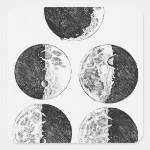Sticker Carré Les dessins de Galilée des phases de la lune
