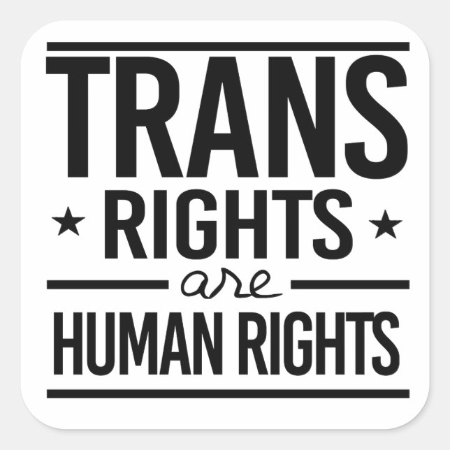 Sticker Carré Les droits trans sont des droits humains (Devant)