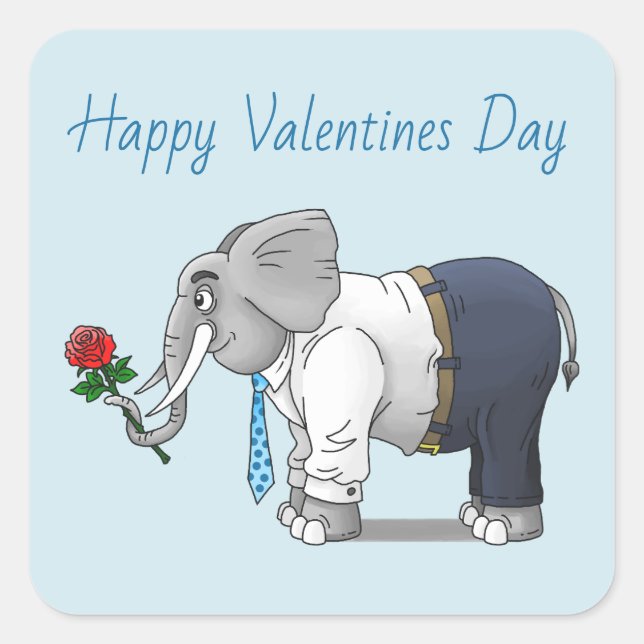 Sticker Carré Les éléphants Joyeux Valentin (Devant)