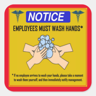 Sticker Carré les employés doivent se laver les mains