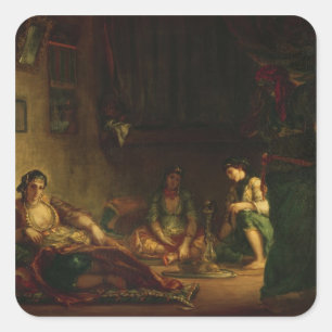 Sticker Carré Les femmes d'Alger dans leur Harem, 1847-49