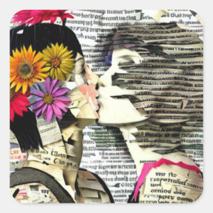 Sticker Carré Les femmes lesbiennes amoureuses Pride Kiss