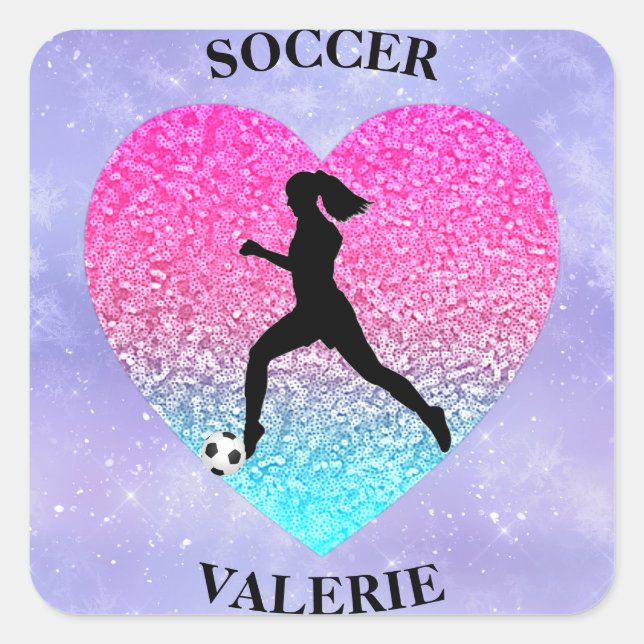 Sticker Carré Les filles aiment le football (Devant)