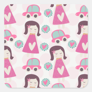 Sticker Carré Les Filles Se Rendre À Des Endroits