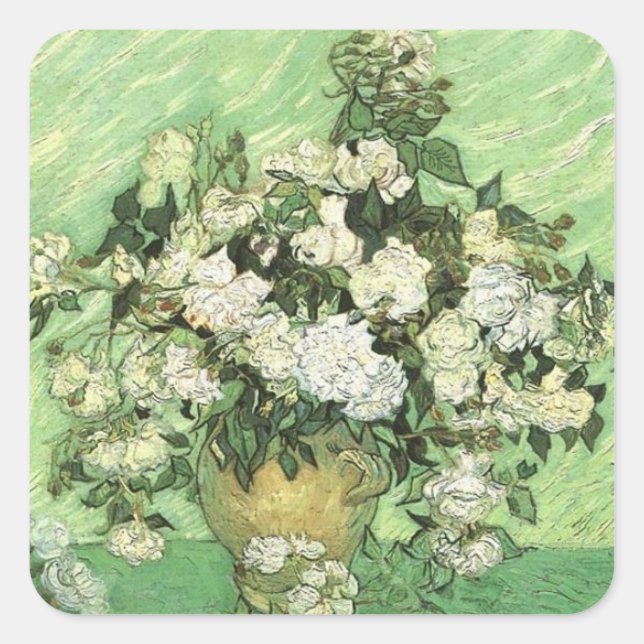 Sticker Carré Les fleurs de Van Gogh dans Vase (Devant)